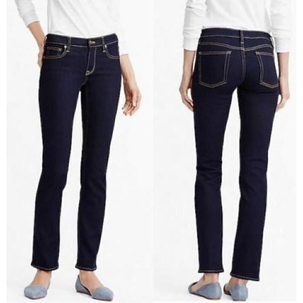 J.Crew Stretch Straight Leg‎ Jeans Dark Wash Indigo Blue Women's 26